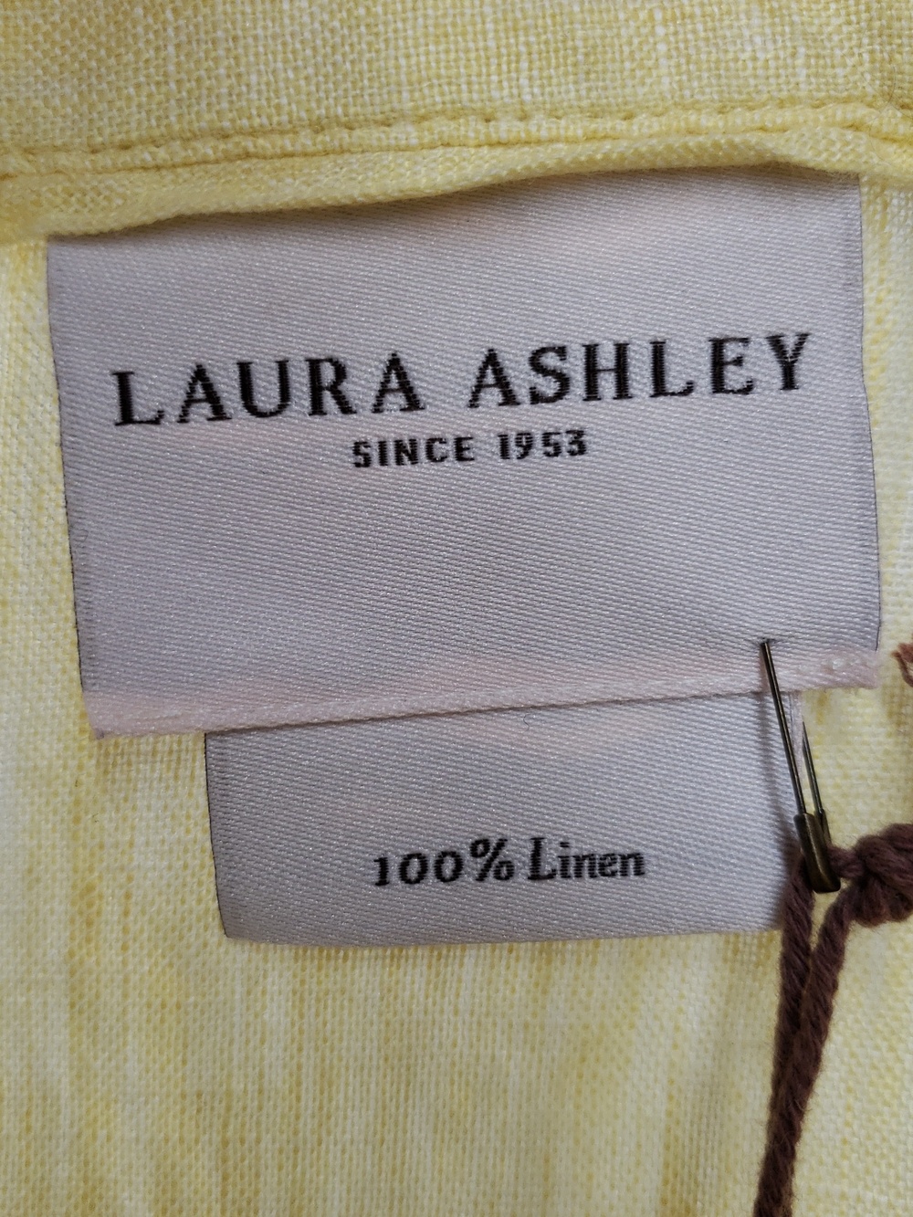 Laura Ashley Linen Button Up Shirt Women's  XL 3/4 Sleeve Yellow Crochet Buttons - Picture 5 of 12